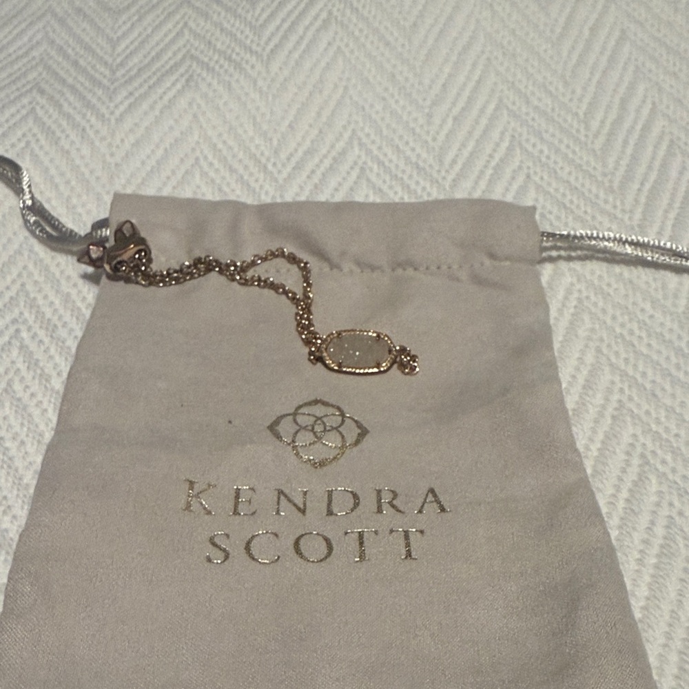 Kendra Scott Elaina Rose Gold Adjustable Chain Bracelet in Iridescent Drusy